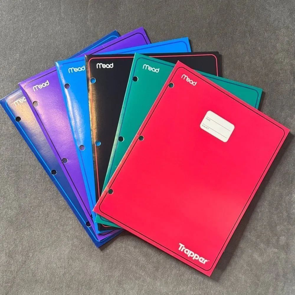 Mead Vintage Trapper Keeper Portfolio 2 Pocket 3 Hole Folder Set of 6 U.S.A Made